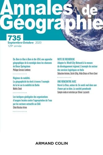 Emprunter Annales de Géographie N° 735, septembre-octobre 2020 livre