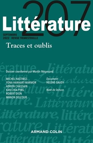 Emprunter Littérature N° 207, septembre 2022 : Traces et oublis livre