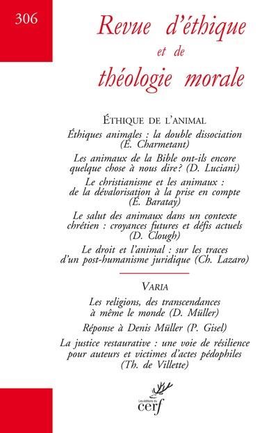 Emprunter Revue d'éthique et de théologie morale N° 306, juillet 2020 : Ethique de l'animal livre