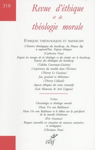 Emprunter Revue d'éthique et de théologie morale N° 318, juin 2023 : Ethiques théologiques et handicaps livre