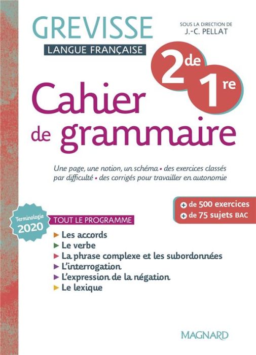 Emprunter Français 2de 1re Grevisse. Cahier de grammaire, Edition 2022 livre