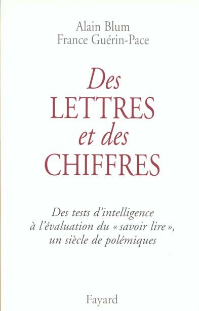 Emprunter Des lettres et des chiffres. Des tests d'intelligence à l'évaluation du 