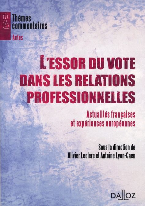 Emprunter L'essor du vote dans les relations professionnelles. Actualités françaises et expériences européenne livre