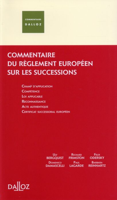 Emprunter Commentaire du règlement européen sur les successions transnationales livre