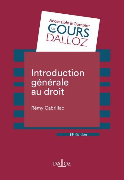 Emprunter Introduction générale au droit. 15e édition livre