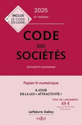 Emprunter Code des sociétés. Annoté & commenté, Edition 2025 livre