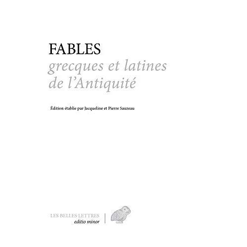 Emprunter Fables grecques et latines de l'antiquité livre