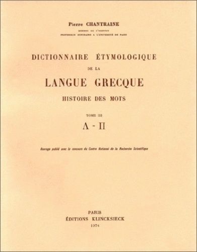 Emprunter Dictionnaire étymologique langue grecque. [Lambda-pi livre