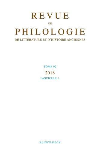 Emprunter Revue de philologie, de littérature et d'histoire anciennes N° 92 fascicule 1/2020 . Edition livre