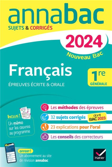 Emprunter Français 1re générale. Sujets & corrigés, Edition 2024 livre