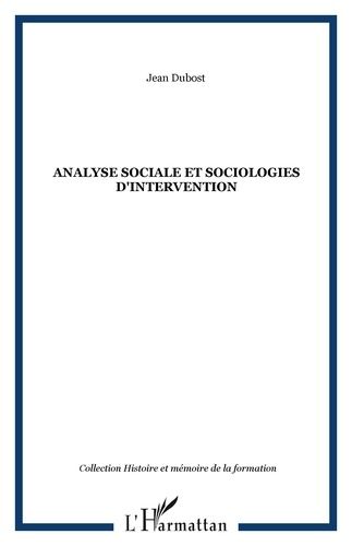 Emprunter Analyse sociale et sociologies d'intervention livre