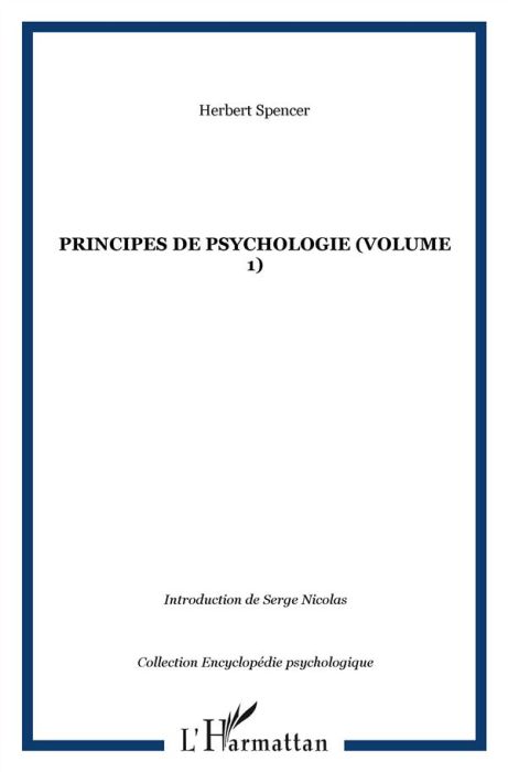 Emprunter Principes de psychologie (1855-1872). Tome 1 livre