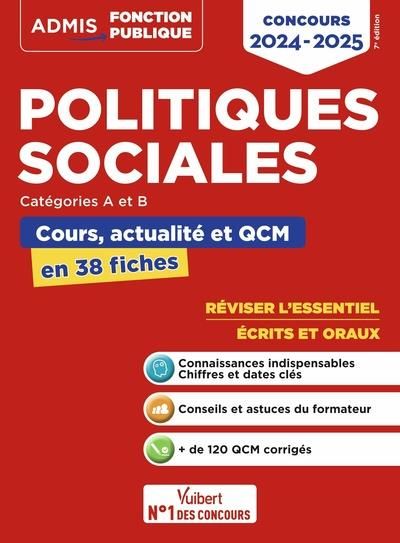 Emprunter Politiques sociales catégories A et B. Cours, actualité et QCM en 38 fiches, Edition 2024-2025 livre