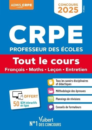 Emprunter CRPE Professeur des écoles. Tout le cours - Français, maths, leçon, entretien, Edition 2025 livre