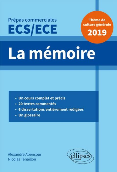 Emprunter La mémoire. Thème de culture générale, Prépas commerciales ECS/ECE, Edition 2019 livre