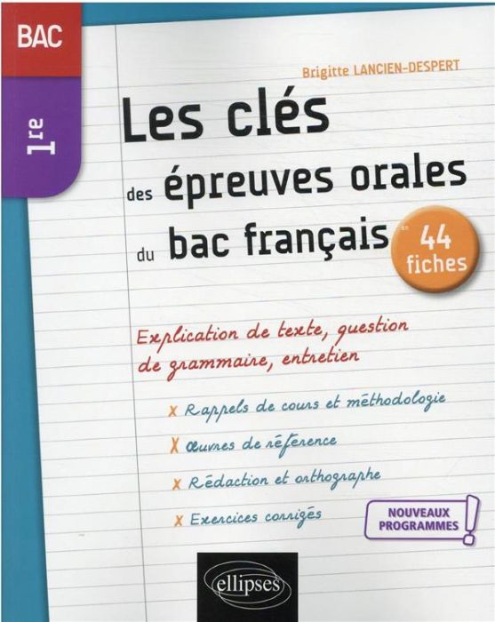 Emprunter Les clés des épreuves orales du bac en 44 fiches. Français 1re livre