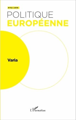 Emprunter Politique européenne N° 52, 2016 : Varia livre