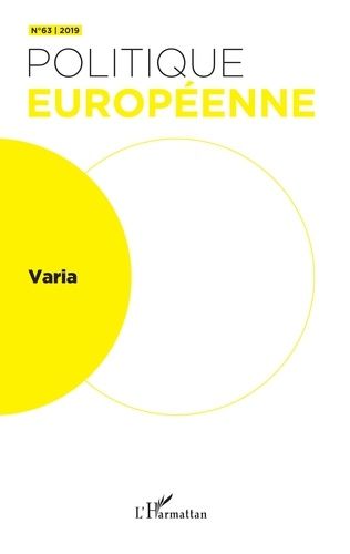 Emprunter Politique européenne N° 63/2019 : Varia livre