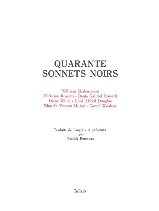 Emprunter Quarante sonnets noir livre