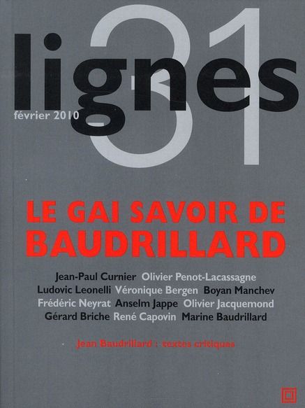 Emprunter Lignes N° 31 : Le gai savoir de Baudrillard livre