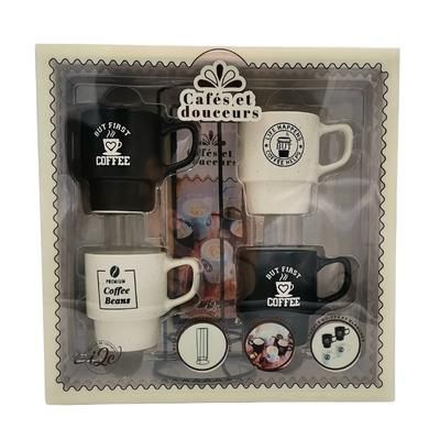 Emprunter Cafés et douceurs. Coffret avec 4 tasses, 1 support de rangement et 1 livre de recettes livre