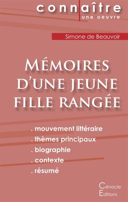 Emprunter Mémoires d'une jeune fille rangée. Fiche de lecture livre