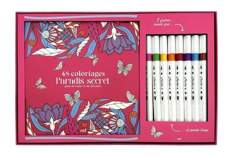 Emprunter 48 coloriages Paradis secret pour m'évader et me détendre. Coffret avec un carnet à colorier avec de livre