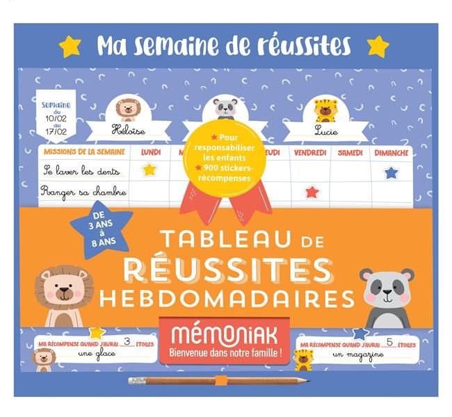 Emprunter Tableau de réussites hebdomadaires Mémoniak. De 3 ans à 8 ans livre