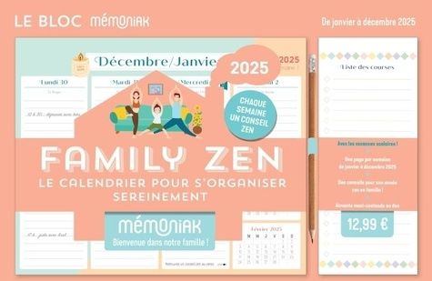 Emprunter Family zen, le calendrier pour s'organiser sereinement. De janvier à décembre 2025 - Avec un stylo a livre