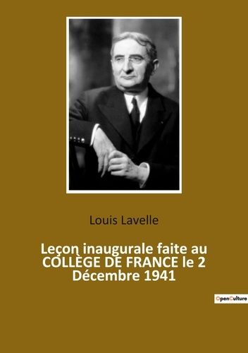 Emprunter Lecon inaugurale faite au college de france le 2 decembre 1941 livre