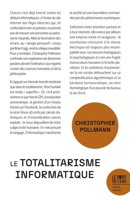 Emprunter Le totalitarisme informatique livre