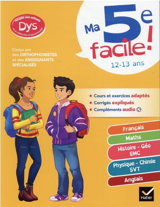 Emprunter Ma 5e facile ! Français %3B Maths %3B Histoire - Géo EMC %3B Physique - Chimie - SVT %3B Anglais [ADAPTE AUX livre