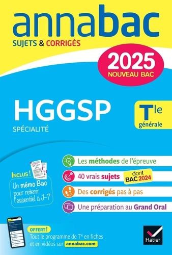 Emprunter HGGSP spécialité Tle générale. Sujets & Corrigés, Edition 2025 livre