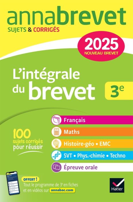 Emprunter L'intégrale du Brevet 3e. Sujets & Corrigés, Edition 2025 livre