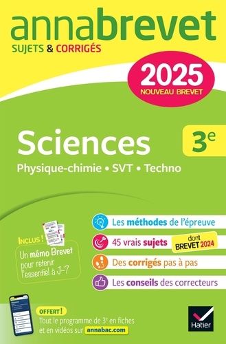 Emprunter Sciences. Physique-chimie, SVT, Techno %3B Sujets & Corrigés, Edition 2025 livre