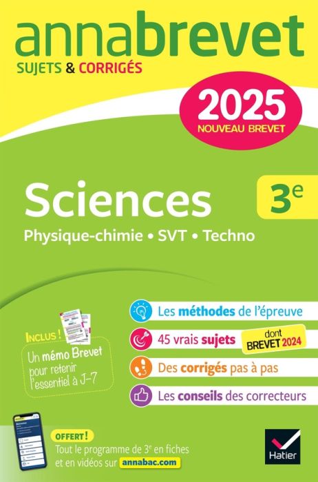 Emprunter Sciences. Physique-chimie, SVT, Techno %3B Sujets & Corrigés, Edition 2025 livre