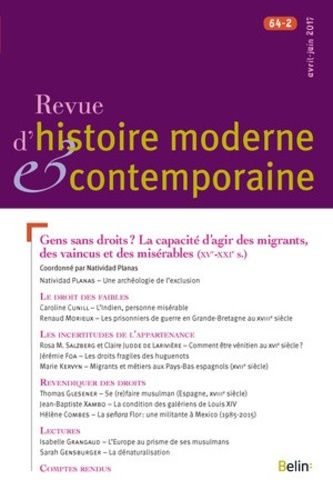 Emprunter Revue d'histoire moderne et contemporaine Tome 64 N° 2, avril-juin 2017 : Gens sans droits ? La capa livre