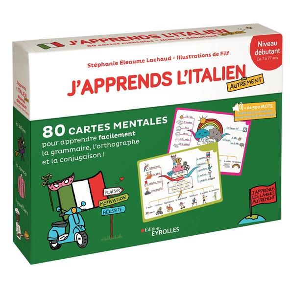 Emprunter J'apprends l'italien autrement Niveau débutant. 80 cartes mentales pour apprendre facilement la gram livre