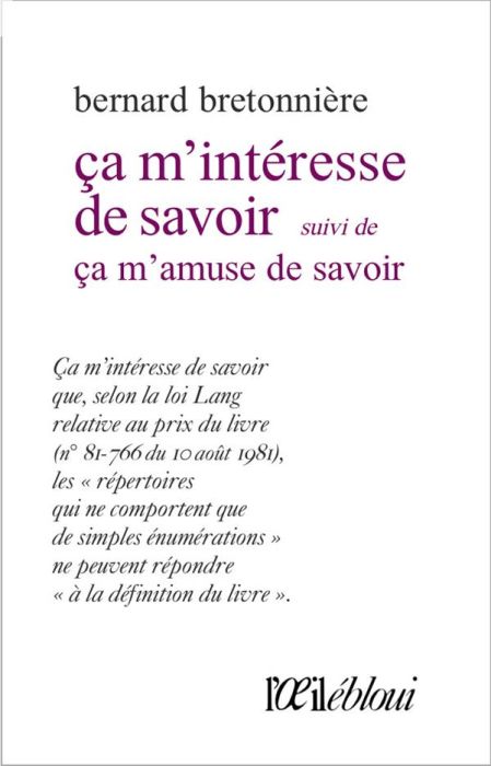 Emprunter Ca m'intéresse de savoir. Suivi de Ca m'amuse de savoir livre