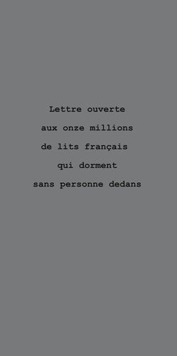 Emprunter Lettre ouverte aux onze millions de lits français qui dorment sans personne dedans livre