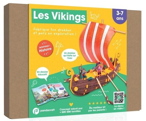 Emprunter LES VIKINGS - KIT PANDACRAFT 3-7 ANS - FABRIQUE TON DRAKKAR ET PARS EN EXPLORATION ! livre