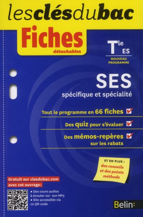 Emprunter Sciences économiques et sociales spécifique et spécialité Tle ES. Fiches détachables livre