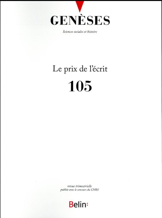 Emprunter Genèses N° 105 : Le prix de l'écrit livre