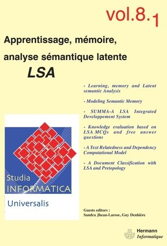 Emprunter Studia informatica universalis Volume 8 N° 1 : Apprentissage, mémoire, analyse sémantique latente LS livre