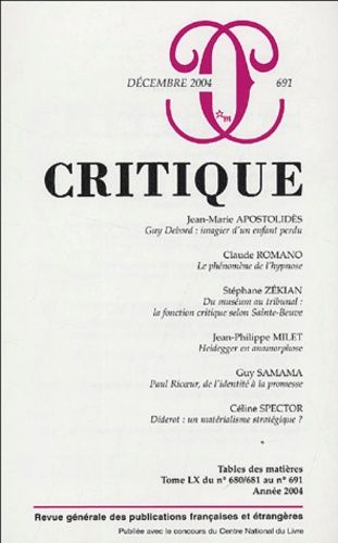 Emprunter Critique N° 691, Décembre 2004 livre