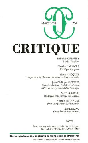 Emprunter Critique N° 706, Mars 2006 livre