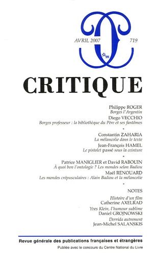 Emprunter Critique N° 719 avril 2007 livre