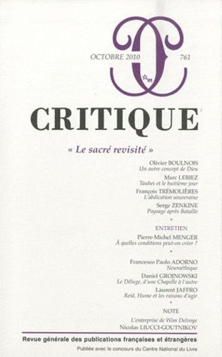 Emprunter Critique N° 761, Octobre 2010 : Le sacré revisité livre