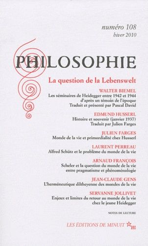 Emprunter Philosophie N° 108, Hiver 2010 : La question de la Lebenswelt livre