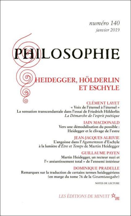 Emprunter Philosophie N° 140, janvier 2019 : Heiddeger, Hölderlin, Eschyle livre